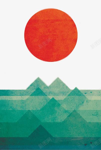 日出元素png免抠素材_新图网 https://ixintu.com 手绘太阳 日出免扣PNG 海平面 红太阳 红色太阳