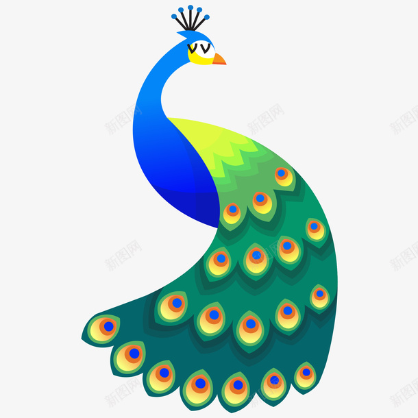 彩色孔雀插画矢量图ai免抠素材_新图网 https://ixintu.com 世界动物日 免抠PNG 动物 孔雀 孔雀羽毛 彩色孔雀矢量插画 美丽 矢量图