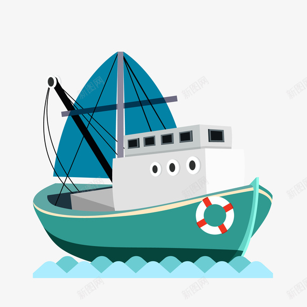 卡通轮船矢量图ai免抠素材_新图网 https://ixintu.com 创意卡通 卡通 卡通插图 插图 渔船 轮船 矢量图