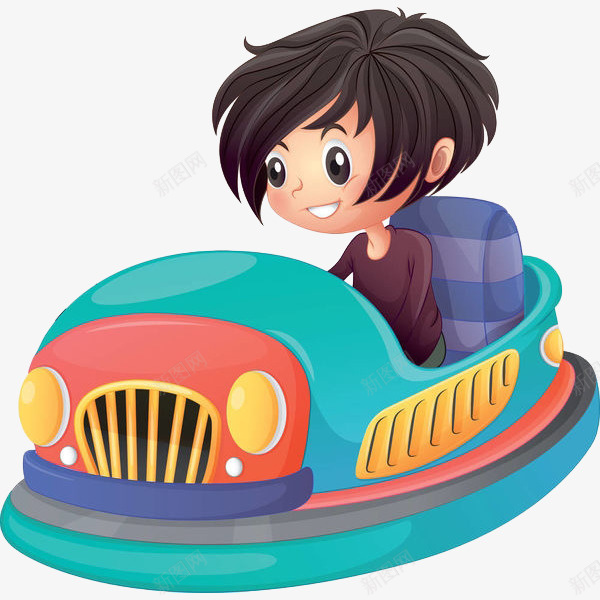卡通男孩开碰碰车插画png免抠素材_新图网 https://ixintu.com 卡通 卡通碰碰车 娱乐 宣传 插画 海报 游乐场 游戏 男孩 碰碰车