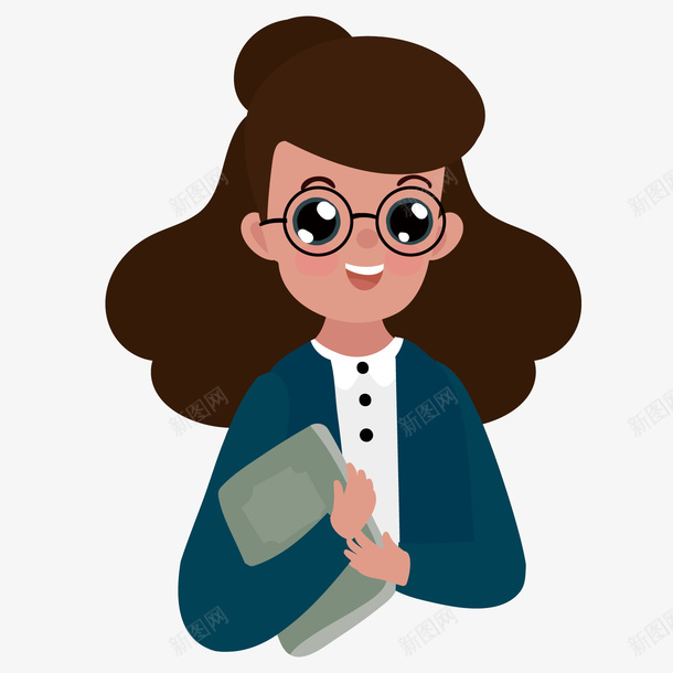 一个大眼睛的文艺女生矢量图ai免抠素材_新图网 https://ixintu.com 学霸 小清新 快乐 扁平化 文艺 漂亮 眼镜 矢量图