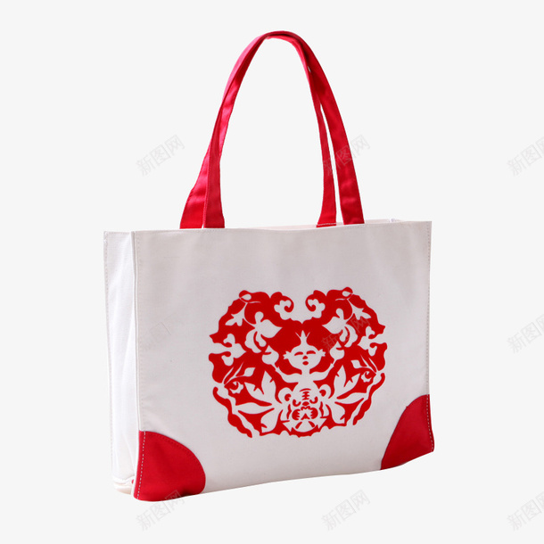 红色带子白色帆布包png免抠素材_新图网 https://ixintu.com 印花 布包 布袋 帆布包 帆布袋 白色帆布包 简约图案 米白色 红色带子