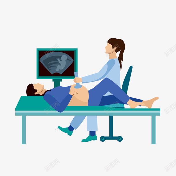 卡通扁平化孕妇产检png免抠素材_新图网 https://ixintu.com 医生 卡通药师 孕妇产检 扁平化药师 救死扶伤 看病 矢量药师 药师png