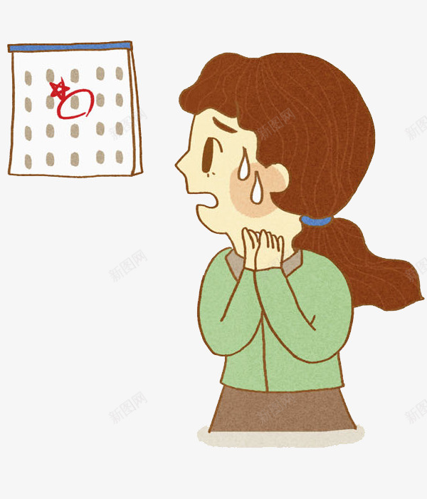 惊恐的女生图png免抠素材_新图网 https://ixintu.com 回头 害怕的 惊恐的 日历 日期 时间 汗水 长发