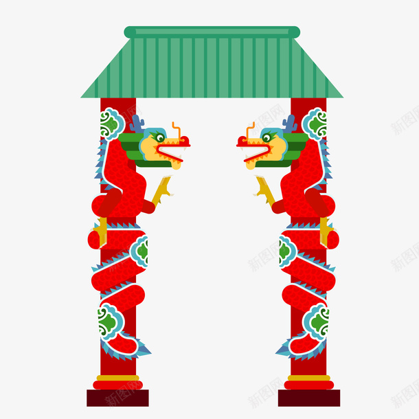 两根盘龙的中式柱子矢量图ai免抠素材_新图网 https://ixintu.com 中式柱子 古建筑 大气 扁平化 扁平化古建筑 气派 盘龙柱 矢量图
