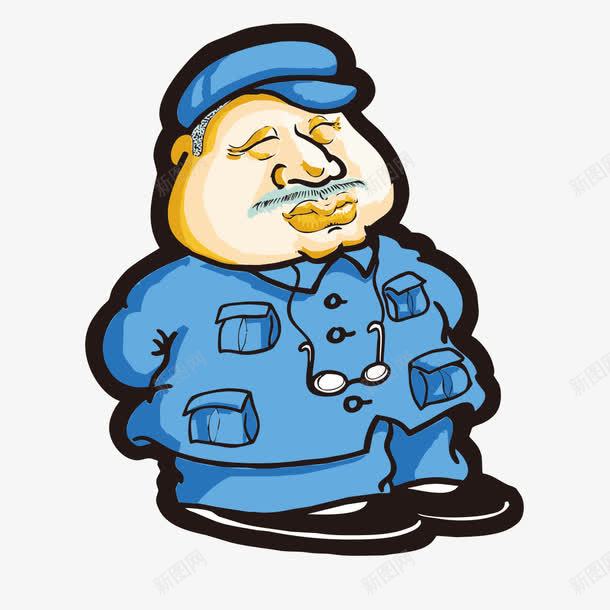 蓝衣大爷png免抠素材_新图网 https://ixintu.com 人物 军官 制服 卡通 卡通人物 大爷 帽子 男人 眼镜 蓝色衣服 衣服