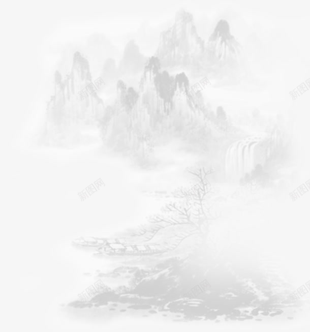 风景画png免抠素材_新图网 https://ixintu.com 中国画 水墨画 风景画