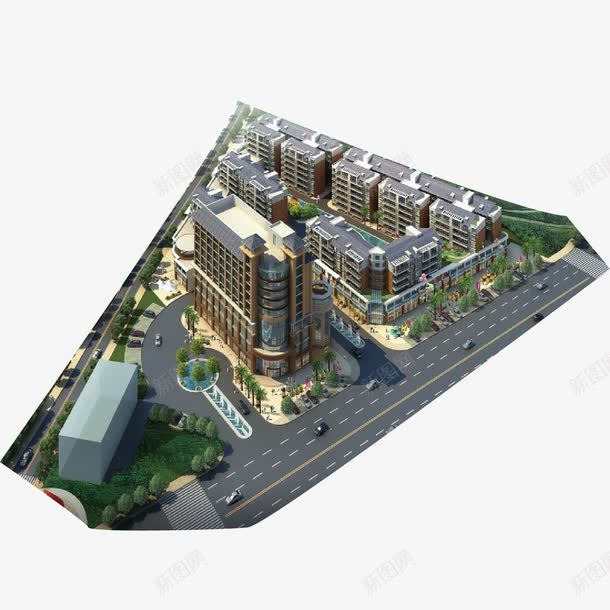 小区楼盘效果图png免抠素材_新图网 https://ixintu.com 售楼部 商业地产 商业楼书 家装 小区 房地产 效果图 楼盘 设计图