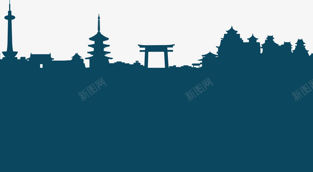 京都日本天际线插图矢量图ai免抠素材_新图网 https://ixintu.com 京都日本天际线 城市 矢量图