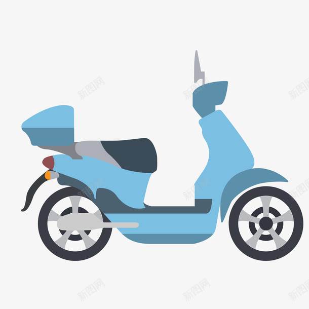 卡通蓝色电动车png免抠素材_新图网 https://ixintu.com 交通工具 代步工具 扁平化 电动车 电瓶车插画 蓝色