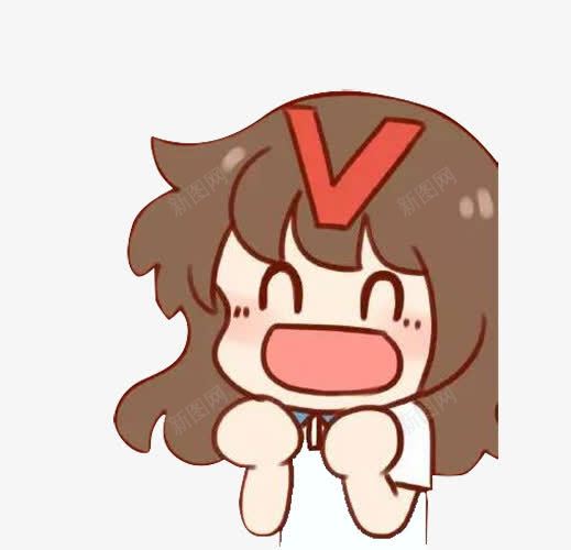 兴奋女孩png免抠素材_新图网 https://ixintu.com 兴奋的氛围 加油 加油表情 卡通 可爱 握拳 眯眯眼 眯眼 长发
