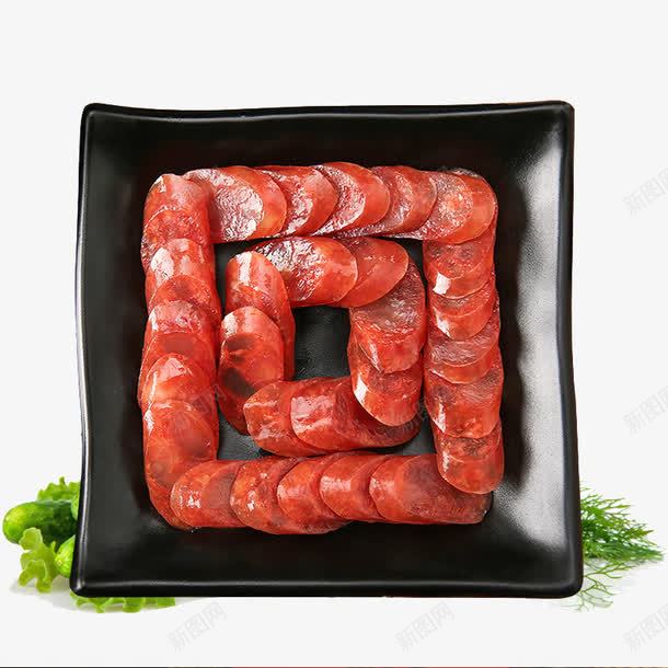 腊肠切片png免抠素材_新图网 https://ixintu.com 产品实物 人间美食 吃货 好吃 方形 方盘 红色 绿色 美味 美食 腊肠切片 食物 馋嘴 黑色