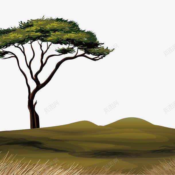 非洲草原矢量图ai免抠素材_新图网 https://ixintu.com 大树 平原 秋天 稻草 矢量图