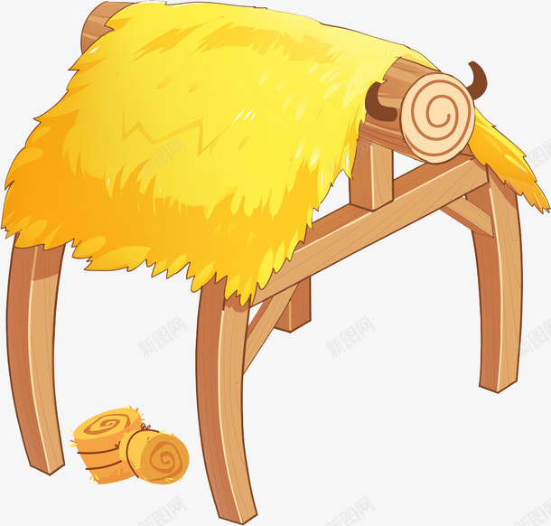 黄色的茅房png免抠素材_新图网 https://ixintu.com 卡通 手绘 牛舍 稻草 简笔 茅草屋 黄色的 黄色草屋