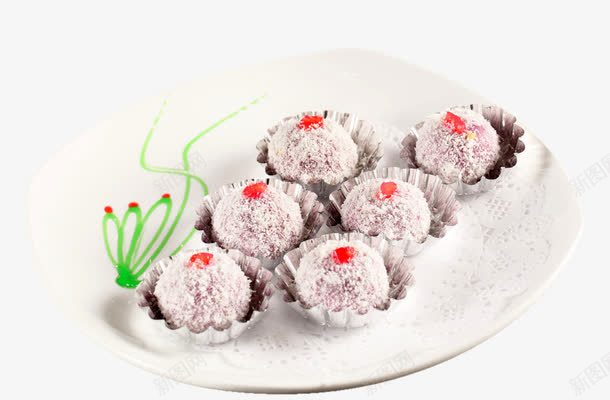 香芋椰香糯米糍png免抠素材_新图网 https://ixintu.com 甜品 甜食 糕点 美食