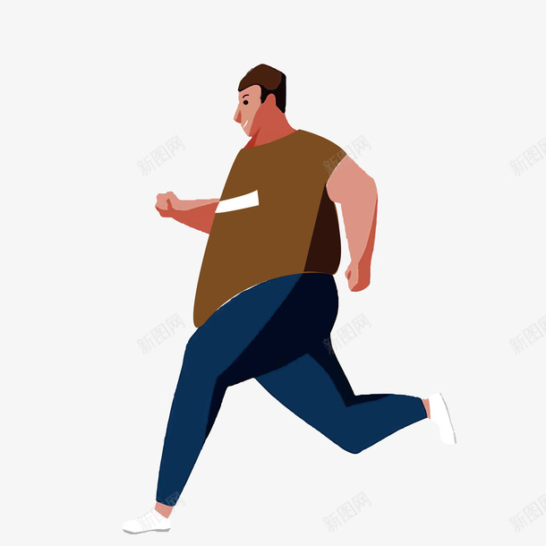 手绘卡通跑步减肥的男人png免抠素材_新图网 https://ixintu.com 动漫人物 动画 卡通人物 海报设计 胖爸爸 胖男人 装饰设计 跑步减肥的男人