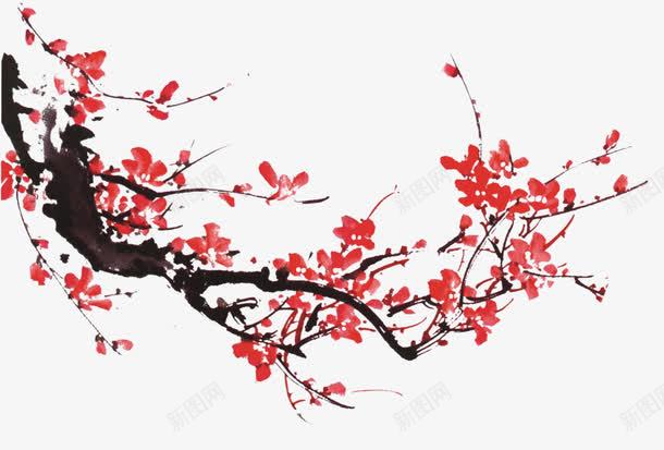 水墨梅花png免抠素材_新图网 https://ixintu.com 中国画 梅花 梅花瓣 水墨画