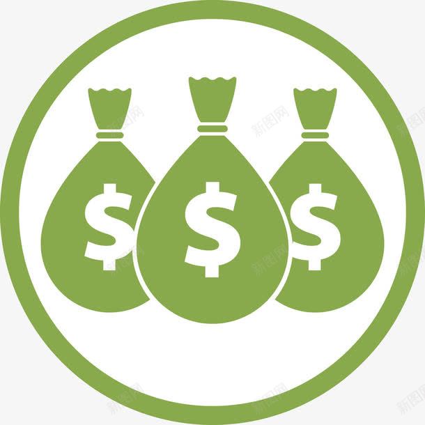 袋装美金图标png_新图网 https://ixintu.com 图标 绿色图标 美金图标 设计 金融 金融图标设计 钱币图标