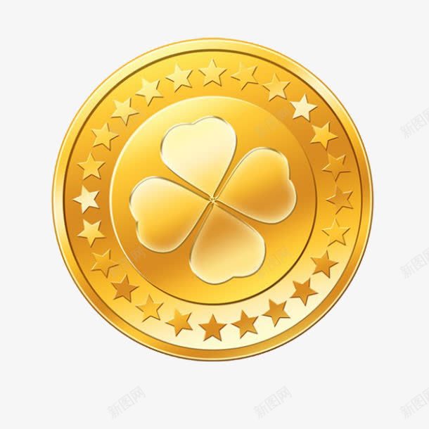 黄色四叶草金牌png免抠素材_新图网 https://ixintu.com 奖牌 牌子 金牌 黄色