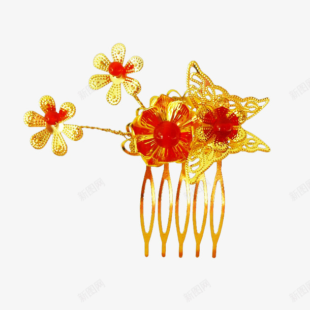古风花朵步摇发簪png免抠素材_新图网 https://ixintu.com 华丽配饰 发簪 宝石 步摇 花朵 金色发簪 金钗 镂空