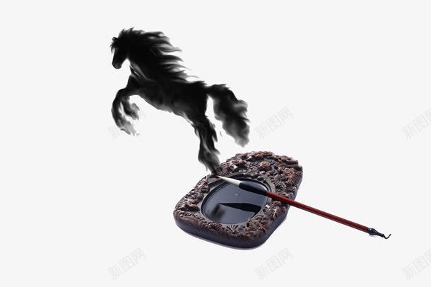 毛笔砚台png免抠素材_新图网 https://ixintu.com 书法知识风格 古董 奔跑 实物 工艺品 毛笔和砚台 毛笔砚台 水墨画 瓷器 画马准备 砚台图 跑 黑色