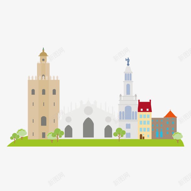 扁平化标志性西班牙建筑旅游景点矢量图ai免抠素材_新图网 https://ixintu.com 建筑 建筑设计轮廓 扁平化 插画 旅游景点 标志性 西班牙 矢量图