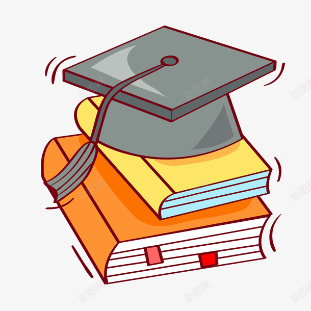 两本书上的学士帽png免抠素材_新图网 https://ixintu.com 书本 大小 学位 学士帽 工具 深蓝色 知识