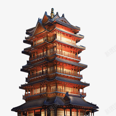 塔png免抠素材_新图网 https://ixintu.com 古建筑 灵隐寺 褐色