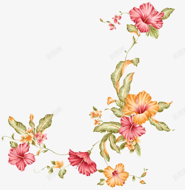 水彩花png免抠素材_新图网 https://ixintu.com 彩色 水彩花 盛开的花朵 缠绕的花 花卉 花朵 逼真花