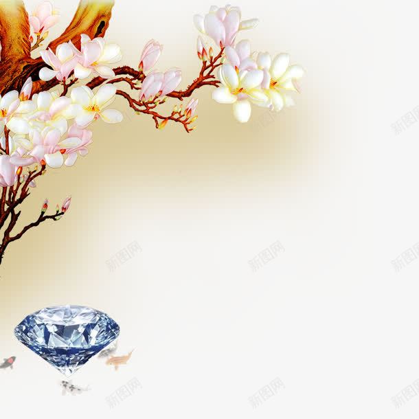 水钻画png免抠素材_新图网 https://ixintu.com 中国风 水钻画 淘宝主图 玉兰花 钻石
