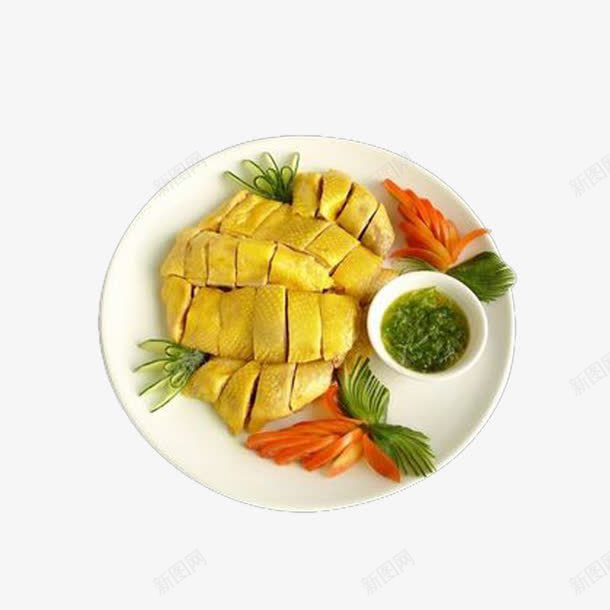 美味白斩鸡png免抠素材_新图网 https://ixintu.com 味道鲜美 家常菜 招待好友 白切鸭 皮黄肉白 粤菜 蘸酱 装盘美观