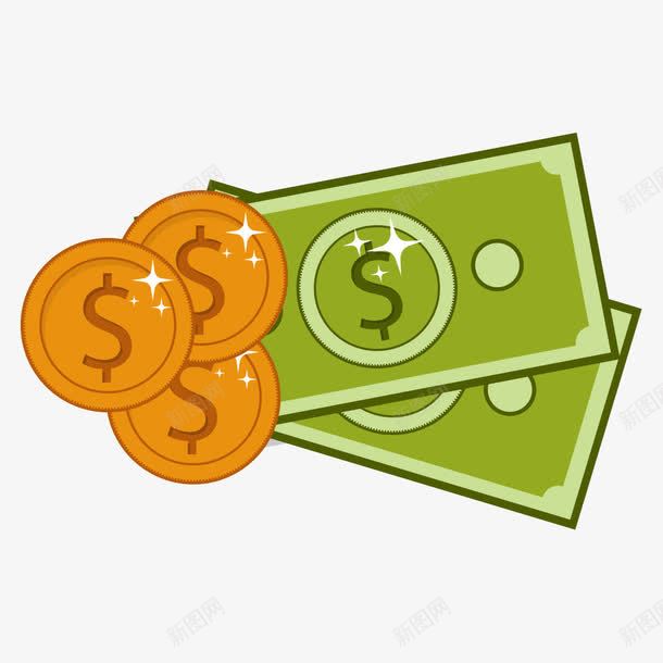 卡通钱币png免抠素材_新图网 https://ixintu.com 卡通纸币 卡通金币 纸币 金币 钱币
