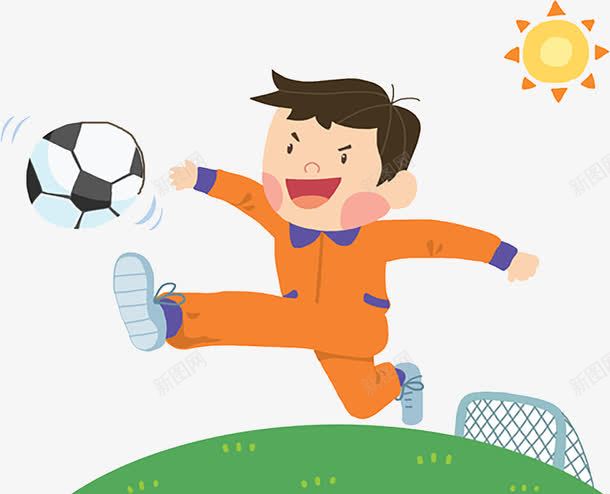球场上踢球png免抠素材_新图网 https://ixintu.com 卡通踢足球 小孩踢球 手绘踢足球 男孩体足球 足球 踢足球