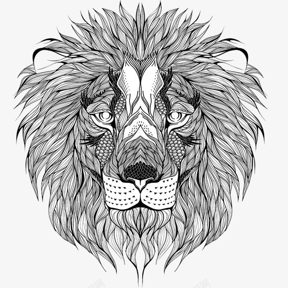 手绘凶猛狮子头png免抠素材_新图网 https://ixintu.com 体格雄健 威仪 威猛慑人 尊贵 狮威胜虎 狮子头矢量图 睿智