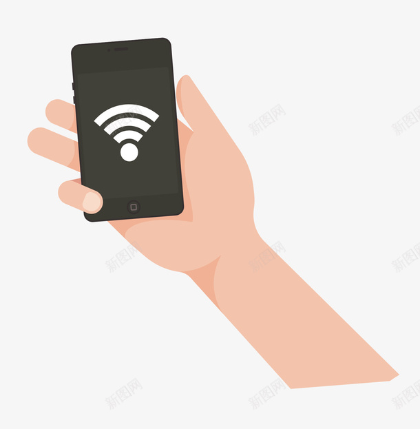 手拿手机搜索信号png免抠素材_新图网 https://ixintu.com WiFi信号 创意 卡通手绘 手指 手臂 智能手机 水彩 黑色