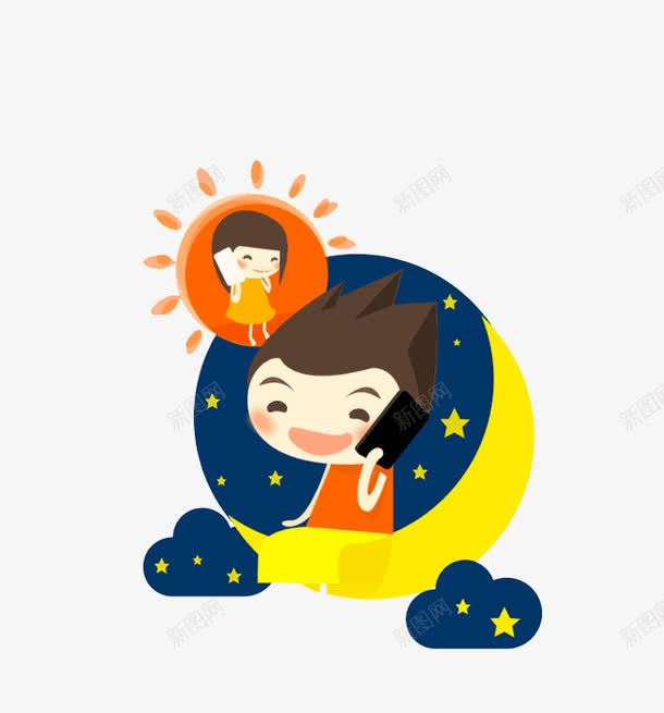 熬夜聊天png免抠素材_新图网 https://ixintu.com 扁平化人物 熬夜 熬夜不脱发 熬夜女孩 熬夜工作 社交APP素材 聊天APP