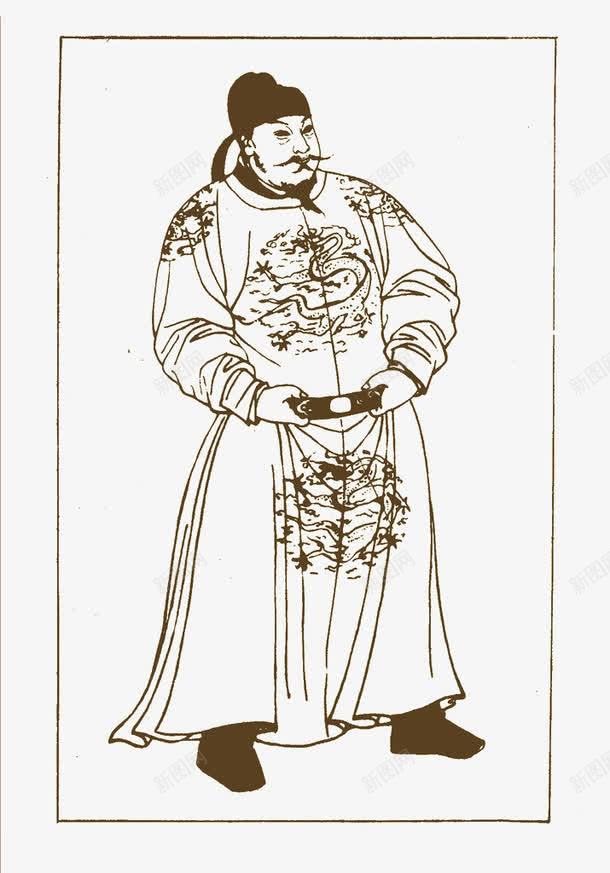唐太宗李世民像png免抠素材_新图网 https://ixintu.com 传统 唐太宗 唐朝皇帝 官帽 服装 李世民 画像 龙袍