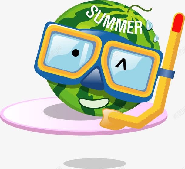 戴着潜水镜的西瓜png免抠素材_新图网 https://ixintu.com sale summer 卡通 可爱 可爱西瓜表情 头像 潜水镜 西瓜 西瓜表情