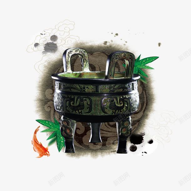 水墨风psd免抠素材_新图网 https://ixintu.com 姘村 姘村楸 榧 水墨 水墨鱼 绿竹 缁跨 鼎