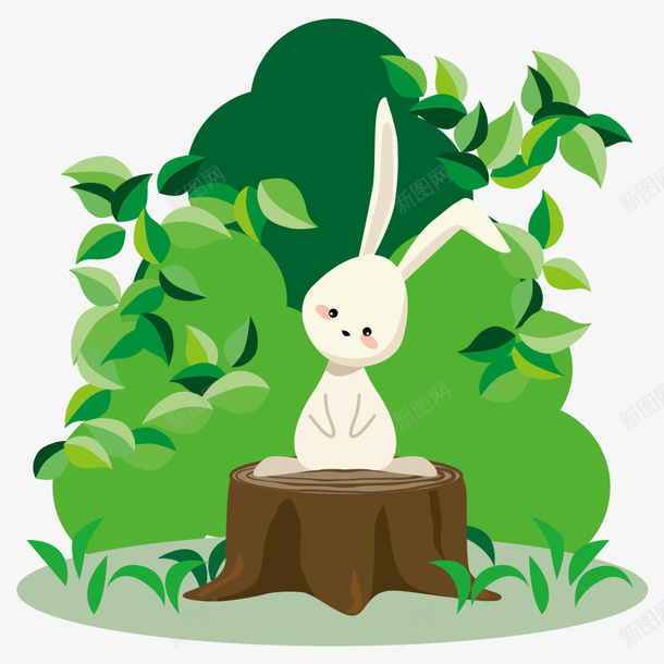卡通丛林兔子png免抠素材_新图网 https://ixintu.com 丛林 卡通兔子 卡通动物 可爱兔子 小清新 手绘 插画装饰 树林一角 森林一角