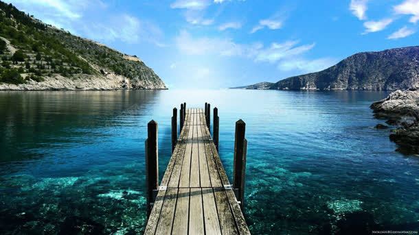 蓝色平静海面石板路jpg设计背景_新图网 https://ixintu.com 平静 海面 石板 蓝色