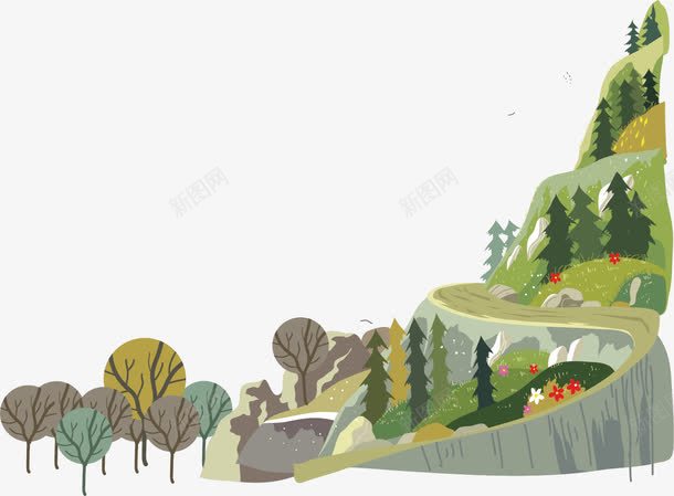 美丽的山区矢量图ai免抠素材_新图网 https://ixintu.com 山区 旅游 泥泞 盘山公路 贫困地区 矢量图