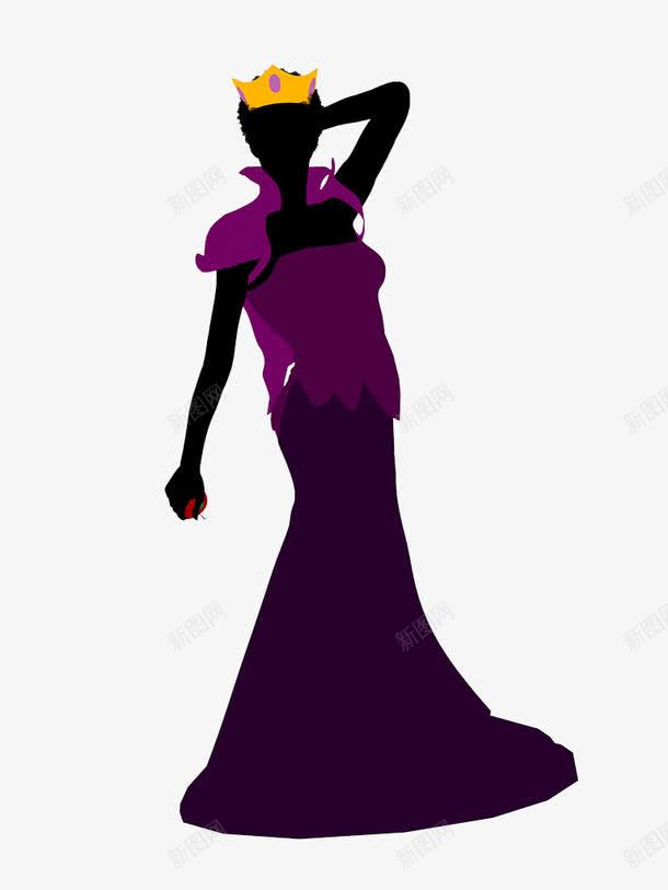 摆POS的女孩png免抠素材_新图网 https://ixintu.com 戴皇冠的女孩 手拿苹果 紫红色裙子 黑色背影