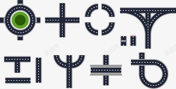 柏油马路矢量图ai免抠素材_新图网 https://ixintu.com T形马路 十字路口 柏油马路 比赛专用 矢量图 立交桥 赛道 转盘