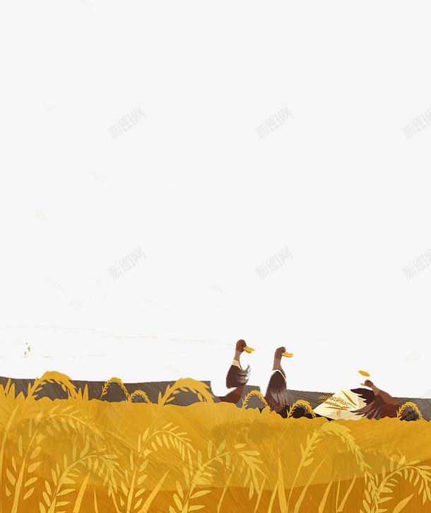 中国风金色稻田插画png免抠素材_新图网 https://ixintu.com 中国风 卡通 插画 稻田 稻田插画 稻草 美丽 金色 麦苗