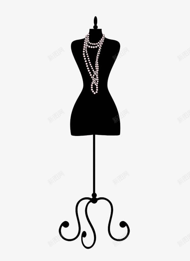 手绘黑色立裁模特png免抠素材_新图网 https://ixintu.com 人台 手绘 服装 模特 立体剪裁 立裁 项链 黑色