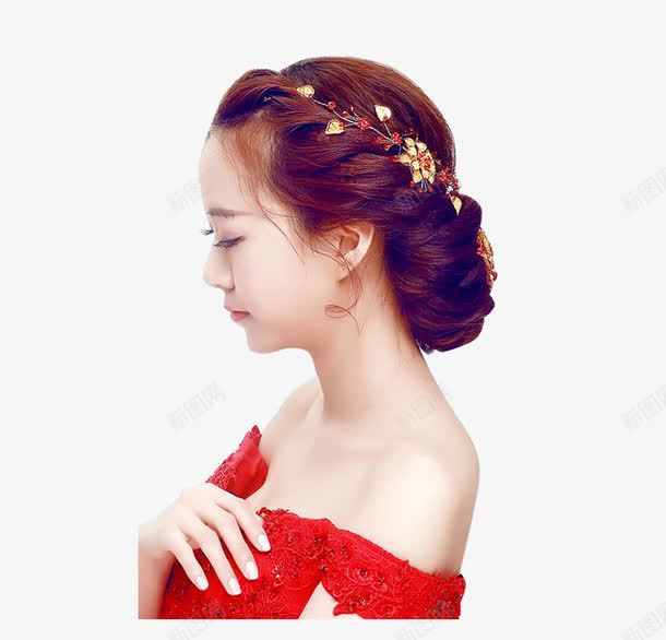 新娘秀禾服搭配发型png免抠素材_新图网 https://ixintu.com 免扣 头饰 广告 搭配发型 棕红色 海报 秀禾服 高清