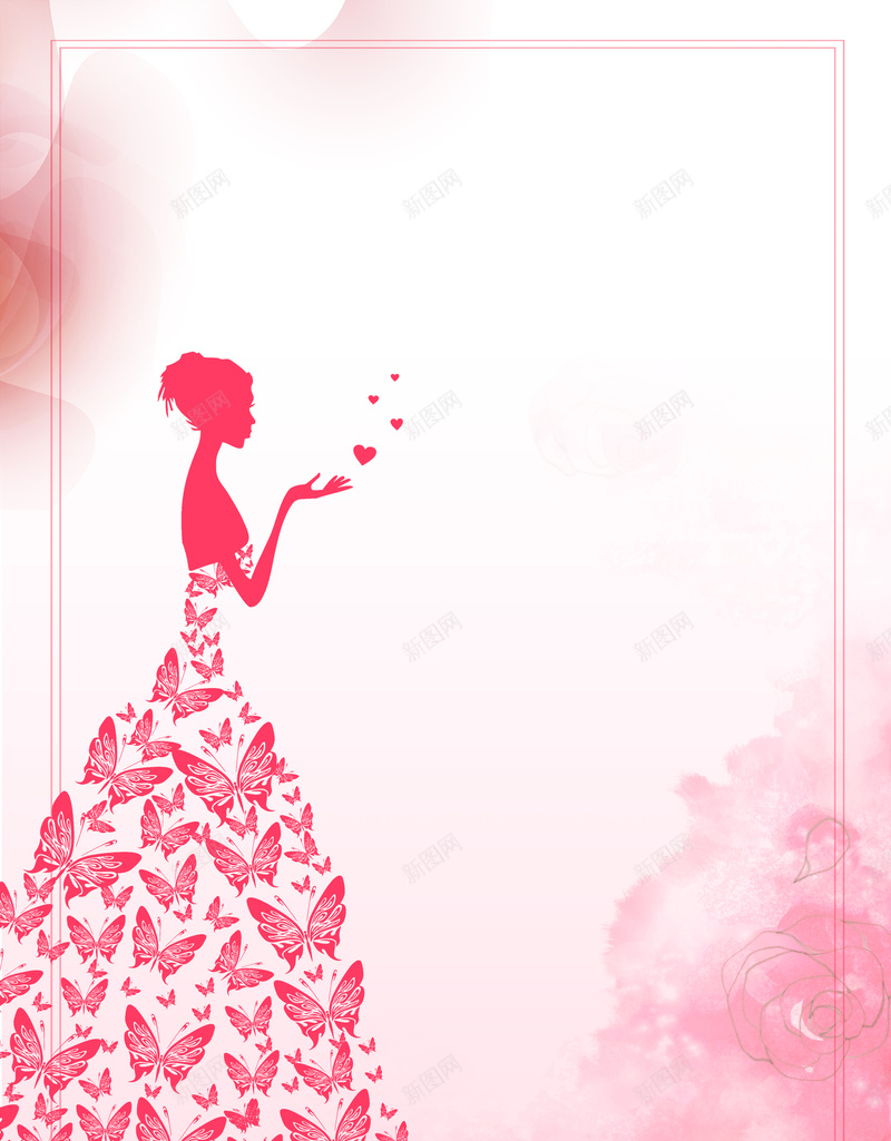 粉色创意插画花卉蝴蝶38女王节海报jpg设计背景_新图网 https://ixintu.com 38女王节 人物剪影 创意 女神节 女神节促销 妇女节 插画 浪漫海报 粉色 花卉 蝴蝶