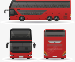红色旅游双层巴士矢量图素材