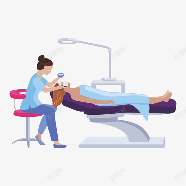 卡通版做美容的女人png免抠素材_新图网 https://ixintu.com 动漫动画 卡通手绘 台灯 女人 美容师 装饰图